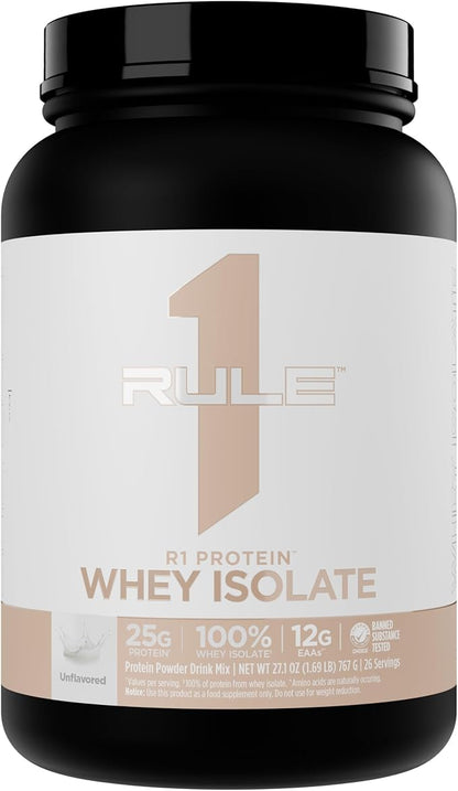 Rule 1 Naturally Flavored R1 Protein Whey Isolate - Clean Formula with 25g Protein & 6g BCAA