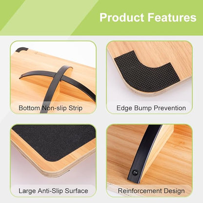StrongTek Professional Wooden Balance Board, Rocker Board, Wood Standing Desk Accessory, Balancing