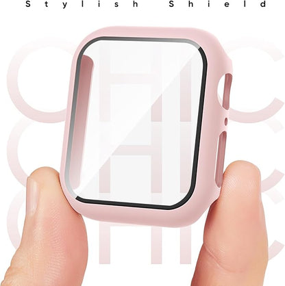 Compatible for Apple Watch Band 40mm 41mm and Case with Screen Protector, Soft Silicone Sport Strap