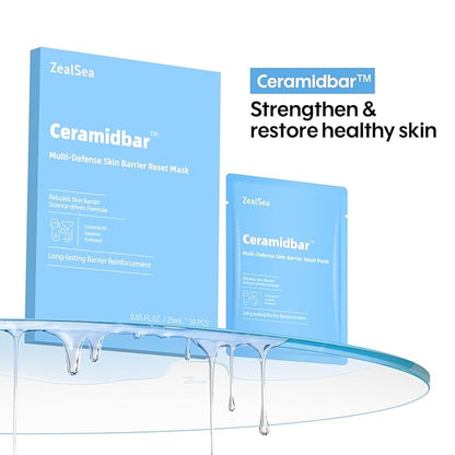 ZealSea Ceramidbar Face Masks Skincare Set, Derm Solution Sheet Mask for Multi-Trigger Sensitivity