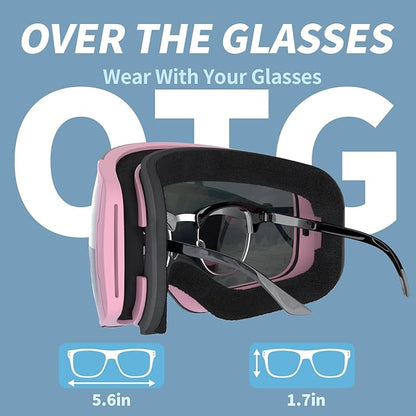 Ski Goggles for Men Women Adult & Youth, OTG Snowboard Goggles Anti Fog, Snow Goggles UV Protection