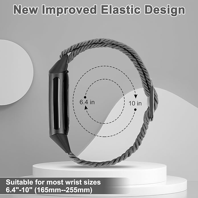 Braided Band Compatible with Fitbit Charge 6/Fitbit Charge 5, Soft Nylon Solo Loop Adjustable