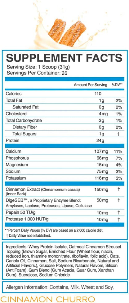 eFlow Nutrition 100% Whey Protein Isolate - Lactose-Free Digestive Enzymes Added, Low Carb, Post