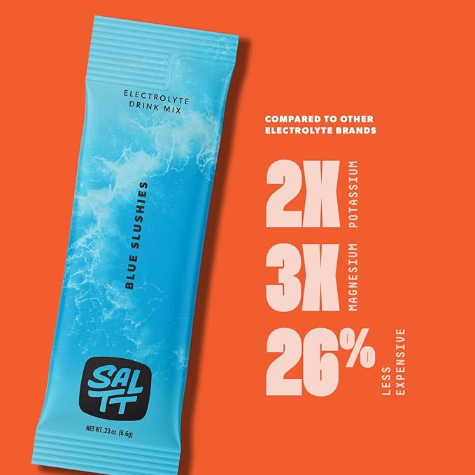 Keto Chow SALTT Electrolytes Powder Packets, Blue Slushies (30 Hydration Packets) - Magnesium