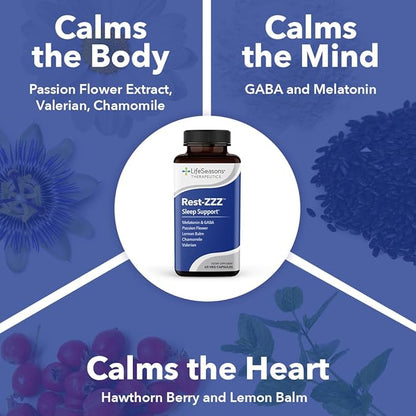 LifeSeasons Rest-ZZZ - Natural Sleep Support Supplement - Fall Asleep & Stay Asleep - Calms Nervous