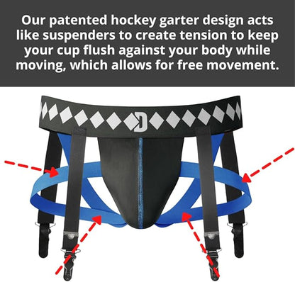 Diamond MMA 3-in-1 Hockey Garter Belt System - Complete with Athletic Cup, Garter, and Jock