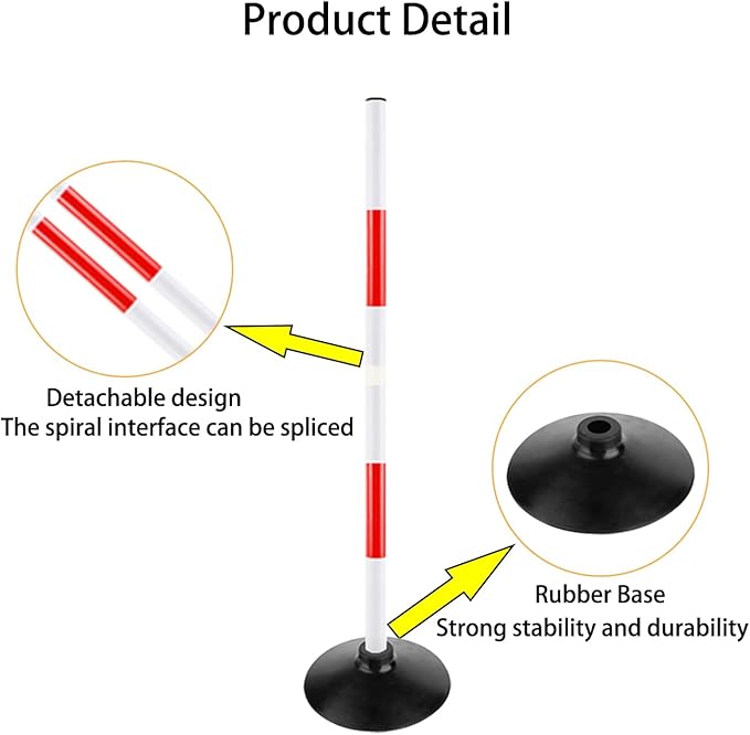 Red-White Soccer Agility Pole Set Rubber Base Dribbling Stick Traffic Warning Sign Pole