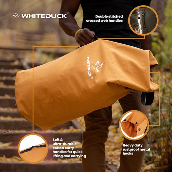 WHITEDUCK Top Load Canvas Folding Duffel Bag, Water Resistant Army Style Shoulder Bag for Men and