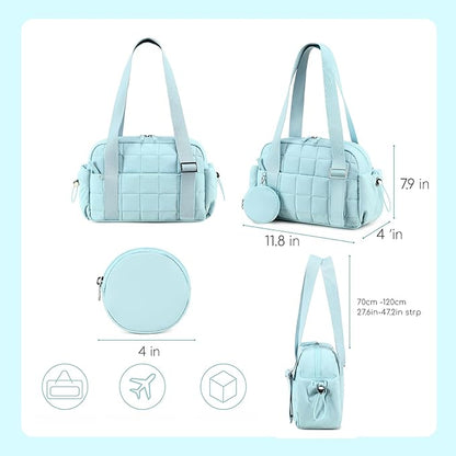 CAMTOP Mini Gym Bag for Women, Small Gym Tote Bag Puffy Quilted Sports Duffel Bag with Wet