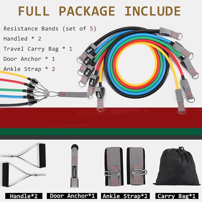Resistance Bands with Handles, Single Resistance Bands, Exercise Bands with Handles, for Resistance