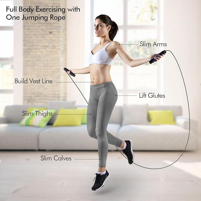 Jump Rope, Tangle-Free Rapid Speed Jumping Rope Cable with Ball Bearings for Women, Men, and Kids