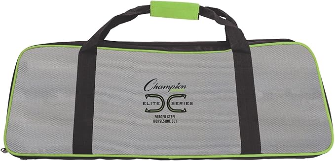 Champion Sports Horseshoe Set: Traditional Outdoor Lawn Game includes Four Professional Solid Steel