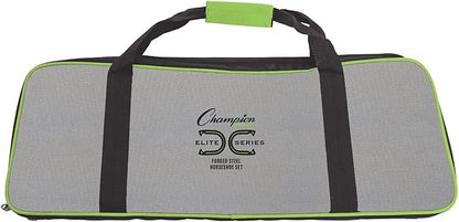Champion Sports Horseshoe Set: Traditional Outdoor Lawn Game includes Four Professional Solid Steel