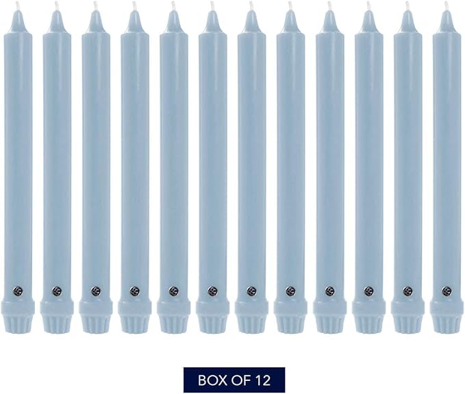 Colonial Candle Unscented Taper Candle, Classic Collection, Coastal Blue, 10 in, Pack of 12 - Up to