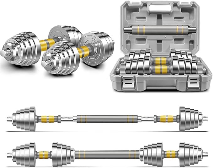 PHOEROS Adjustable Dumbbell Set - 44/66/88 LBS weights set, Dumbbell Barbell 3 in 1, Steel