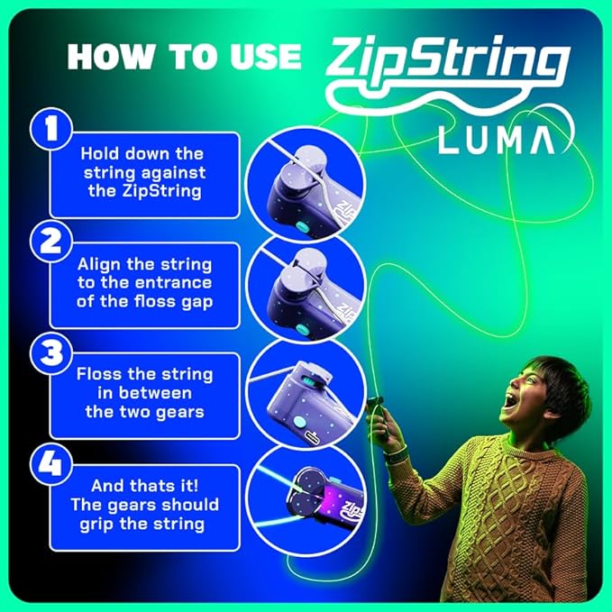 Luma - The Patented Glow-in-The-Dark Toy That Flies a Loop of String, Creates Endless Shapes and