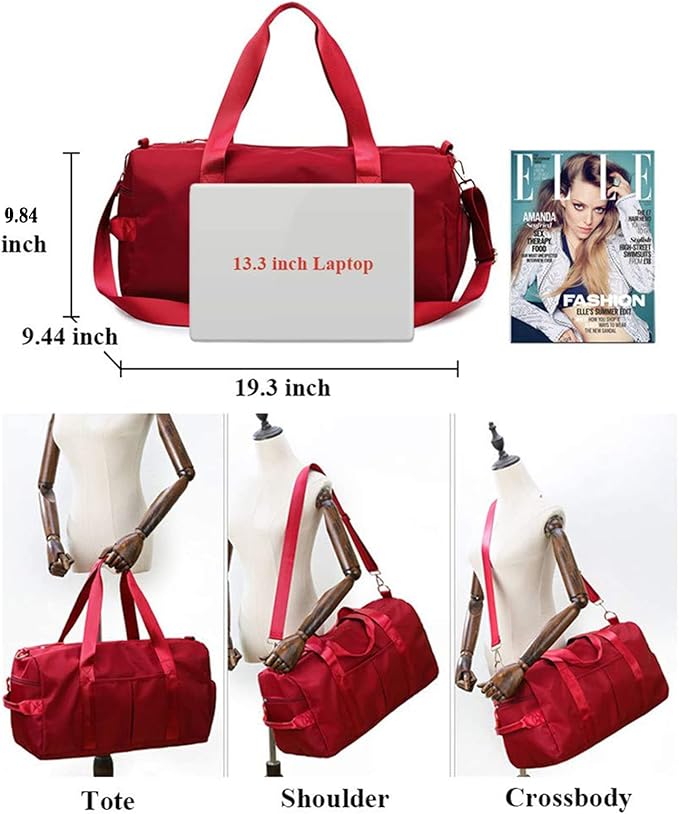 ZUEVI Sports Gym Duffel Bag for Men or Women Waterproof Weekender Travel Bag with Shoes Compartment