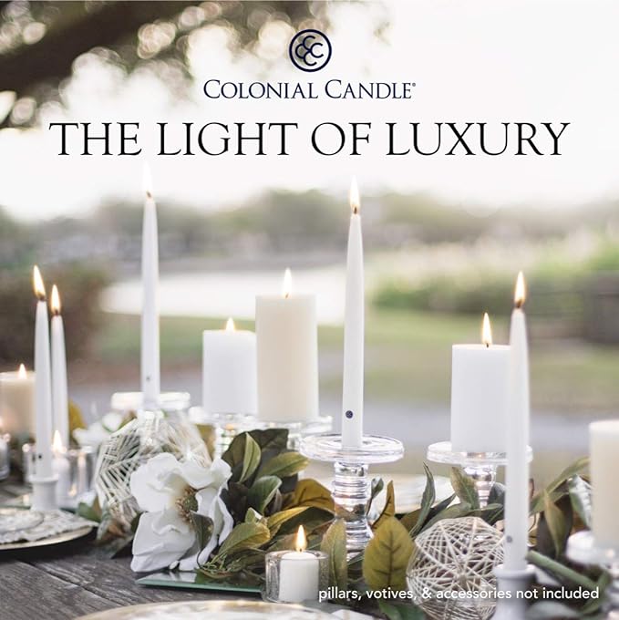 Colonial Candle Unscented Taper Candle, Handipt Collection, Ivory, 10 In, Pack of 12 - Up to 8
