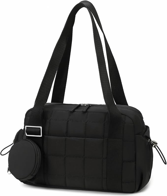 CAMTOP Mini Gym Bag for Women, Small Gym Tote Bag Puffy Quilted Sports Duffel Bag with Wet