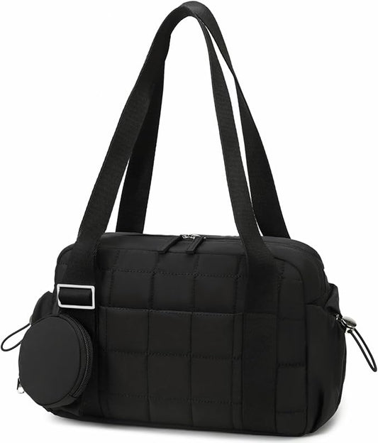 CAMTOP Mini Gym Bag for Women, Small Gym Tote Bag Puffy Quilted Sports Duffel Bag with Wet