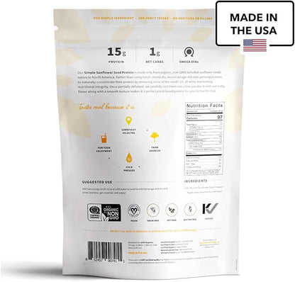 Sprout Living Simple Sunflower Seed Protein Powder, 15 Grams Organic Plant Based Protein Powder