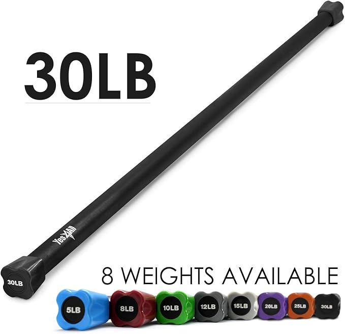 Yes4All Total Body Workout Weighted Bar, Resistance Band Bar, Racks for Strength Training, Exercise