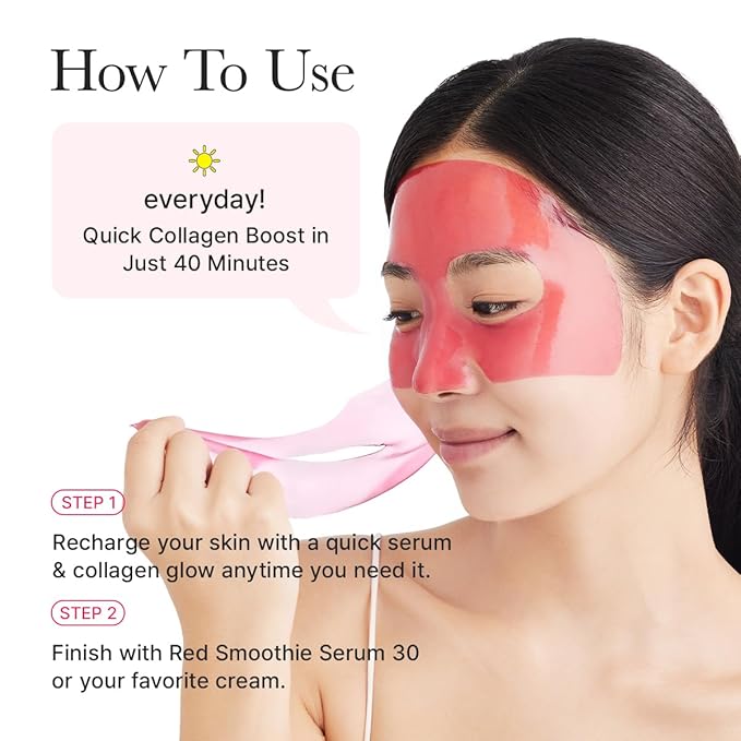 Red Collagen Jello Mask, Plump & Hydrating x 4ea, Overnight Hydrogel Mask for Dry, Mature Skin