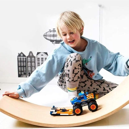 Gentle Monster Wooden Wobble Balance Board, 35 Inch Rocker Board Natural Wood, Kids Toddler Open