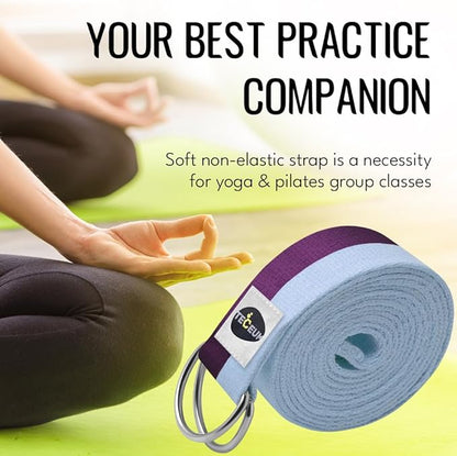 TECEUM Yoga Strap & Mat Strap – 2 IN 1 – Cotton – 6 ft 8 ft 10 ft (30+ colors) – Adjustable