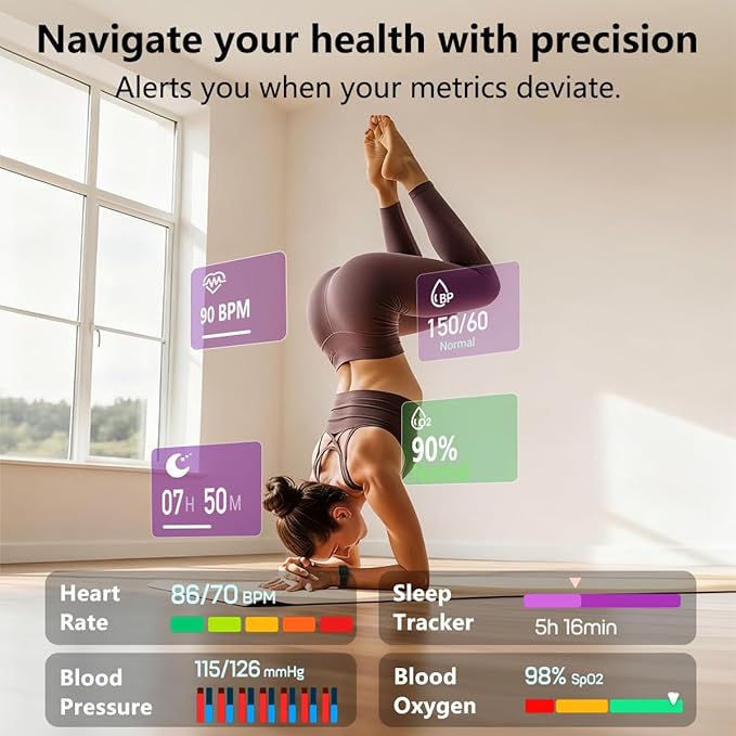 MorePro Health Fitness Tracker with Blood oxy-gen Monitor and 24/7 Heart Rate and Blood Pressure
