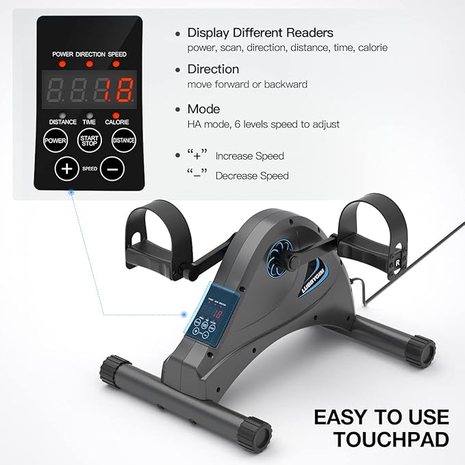 Motorized Mini Exercise Bike Pedal Exerciser for Seniors Rehab Training, LUBBYGIM Electric Under