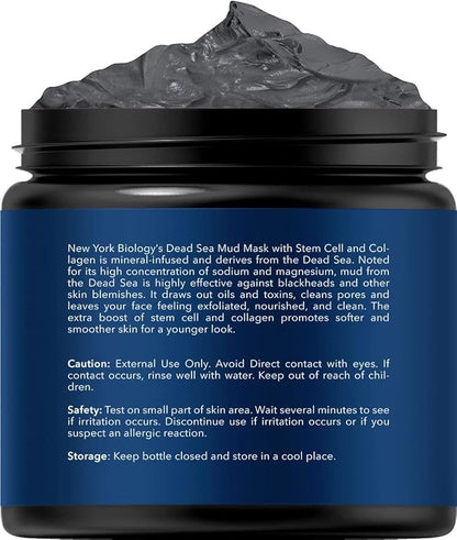New York Biology Dead Sea Mud Mask for Face, Body | with Stem Cell and Collagen | Spa Quality Pore