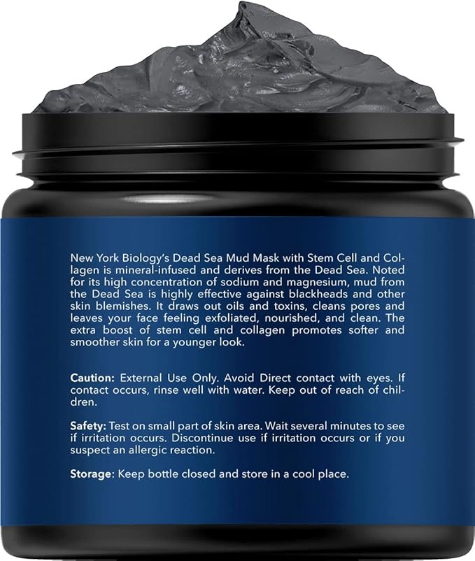 New York Biology Dead Sea Mud Mask for Face, Body | with Stem Cell and Collagen | Spa Quality Pore