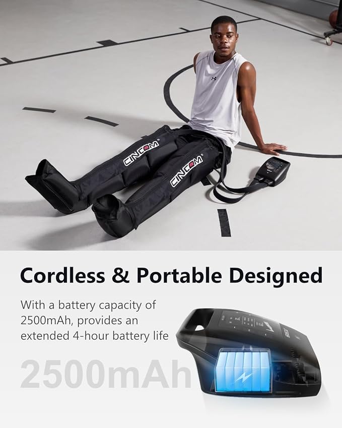 CINCOM Cordless Leg Recovery System with Dynamic Compression Massage Technology - 3 Different Sizes