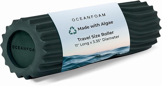 Oceanfoam Ripple Travel Foam Roller (11" x 3.35") Firm Mini Foam Roller for Physical Therapy, Deep