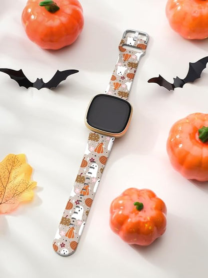 Watbro Halloween Holiday Band Compatible with Fitbit Versa 3 / Sense/Fitbit Versa 4 / Sense 2 Bands