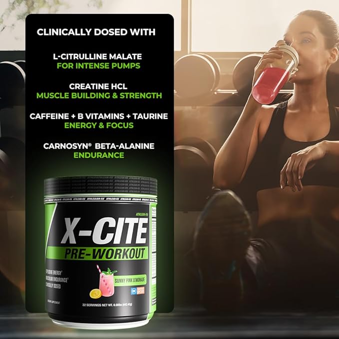X-CITE Pre-Workout by ATHLEAN-X - Enhanced Formula with Beta-Alanine, Creatine & Caffeine for