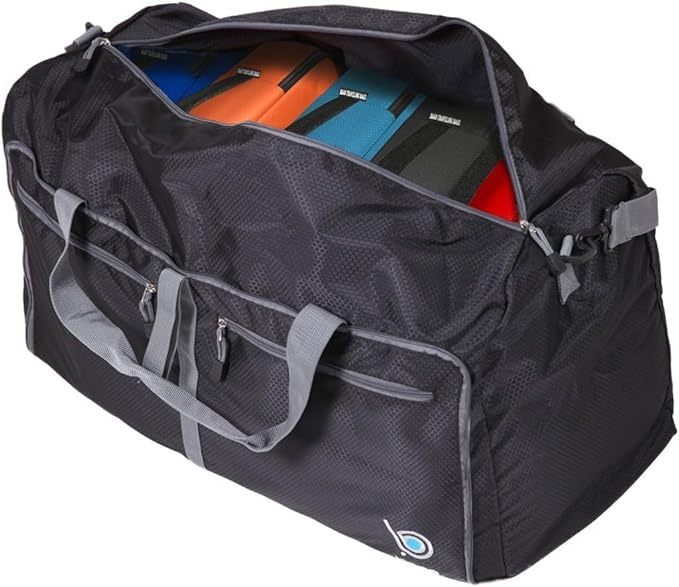 Bago Foldable Duffel Bags for Traveling Women & Men - 60L Medium Packable Duffle Bag for Travel with Shoe Compartment - Water Repellant, Heavy Duty, Lightweight Folding & Collapsible (SnowBlue)