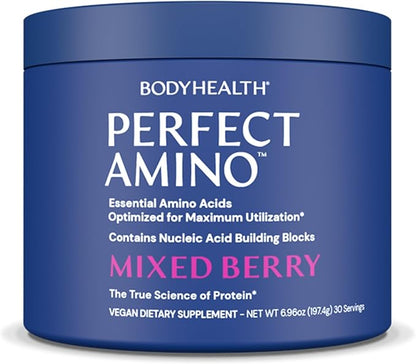 BodyHealth PerfectAmino Powder - BCAA and EAA Powder for Pre and Post Workout - Amino Acid Energy