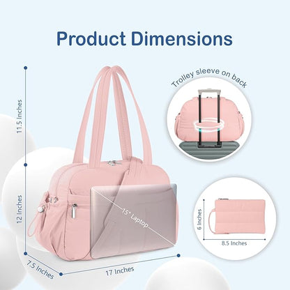 TOPDesign Travel Duffel Bag for Women, Puffer Gym Bag Sports Tote with Wet Pocket, Carry On