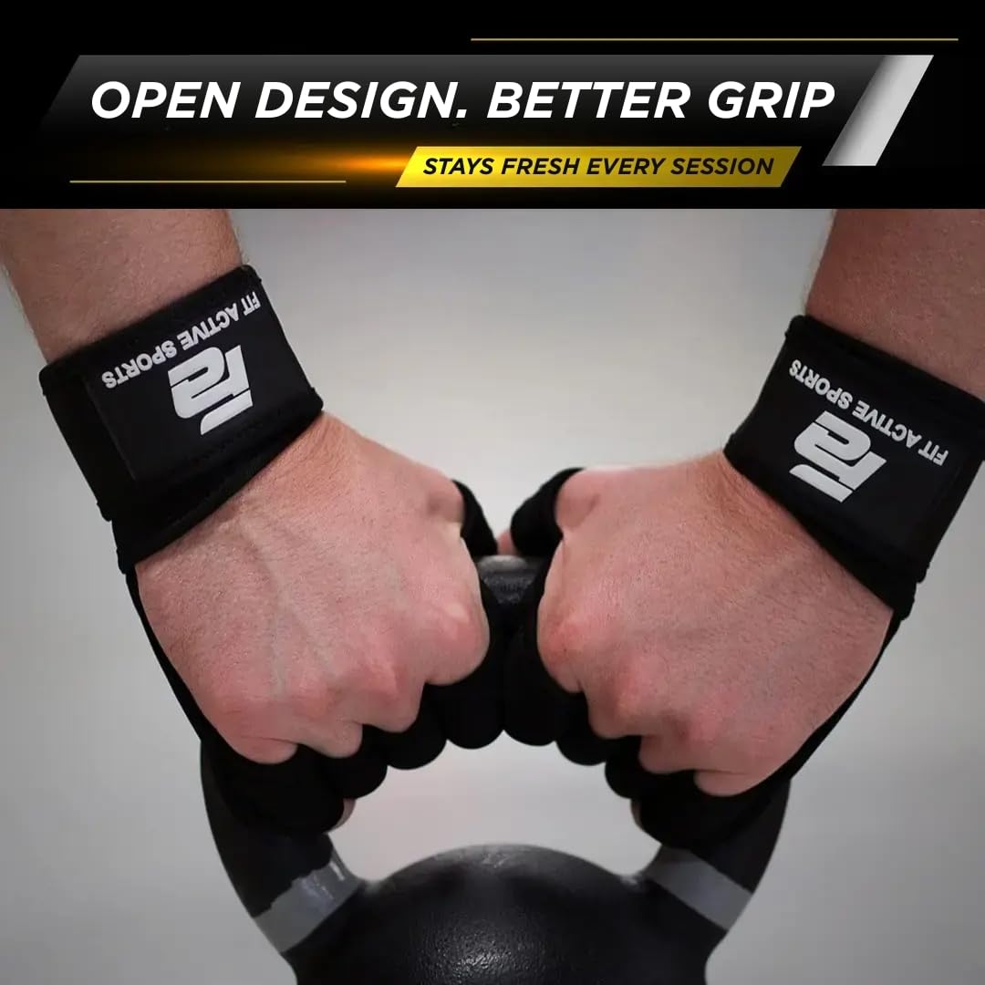 New Ventilated Weight Lifting Gloves with Built-In Wrist Wraps, Full Palm Protection & Extra Grip.
