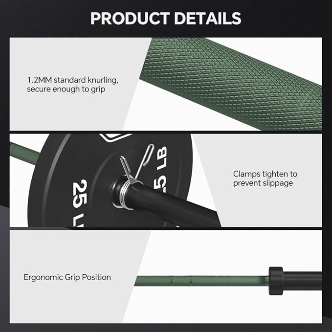 7FT Olympic Barbell Bar with Weight Plate Set Combo, Solid Olympic Bar with Bearings, 700Lbs