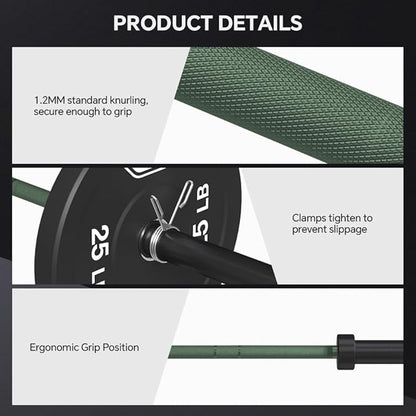 7FT Olympic Barbell Bar with Weight Plate Set Combo, Solid Olympic Bar with Bearings, 700Lbs