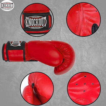 Knockout Gel Boxing Gloves for Men Women - Pro Training Sparring, Maya Hide Leather Muay Thai MMA