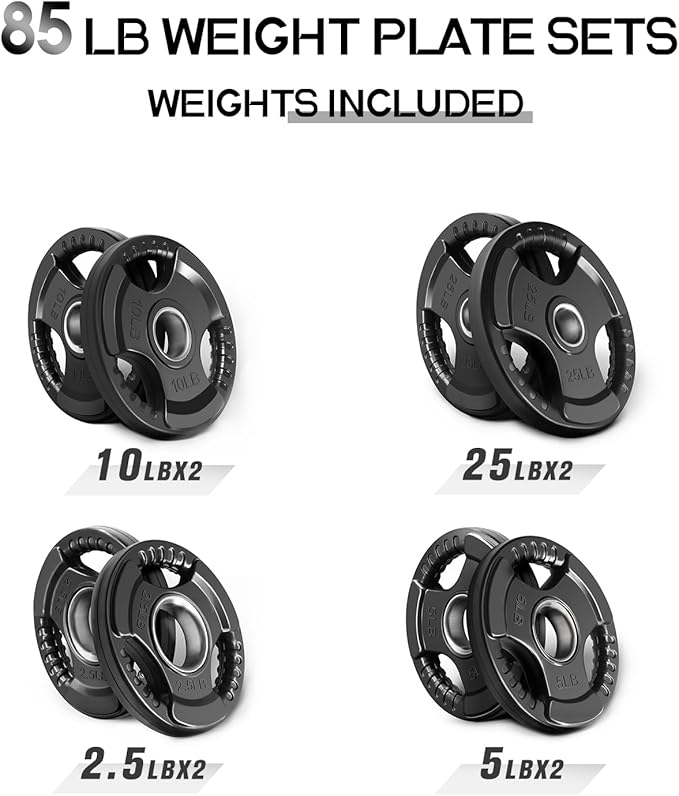 RitFit Olympic Rubber Grip Plates for Barbell, 2-Inch Weight Plates for Weightlifting and Strength