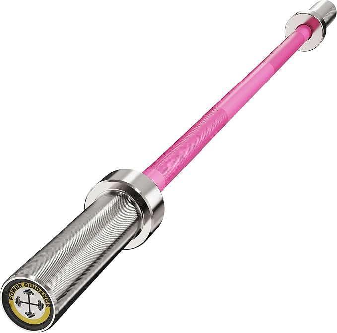 POWER GUIDANCE Chrome Olympic Barbell Bar, 2 Inch Weight Bar for lifting, Hip Thrusts,Universal