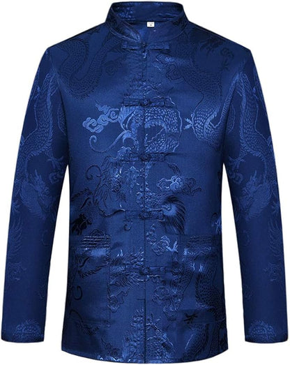 wecotton Tang Suit Men Hanfu Chinese Traditional Clothes Kung Fu Shirt Uniform Long Sleeved Coat