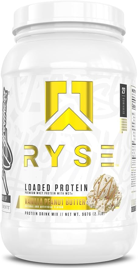 RYSE Loaded Protein Powder - Vanilla Peanut Butter - 25g Whey Protein Isolate & Concentrate with