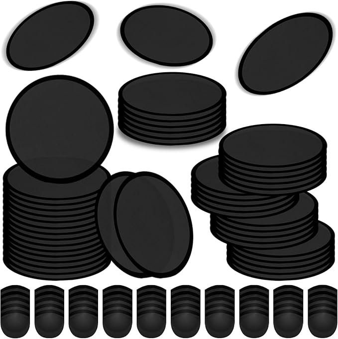 50PCS Foldable Flying Disc Fans with Bags, 9.8'' DIY Handheld Black Egde Fabric Folding Fan for
