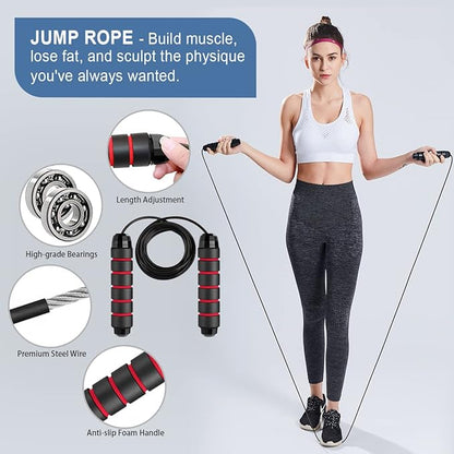 Ab Roller Wheel, 10-In-1 Ab Exercise Wheels Kit with Resistance Bands, Knee Mat, Jump Rope, Push-Up